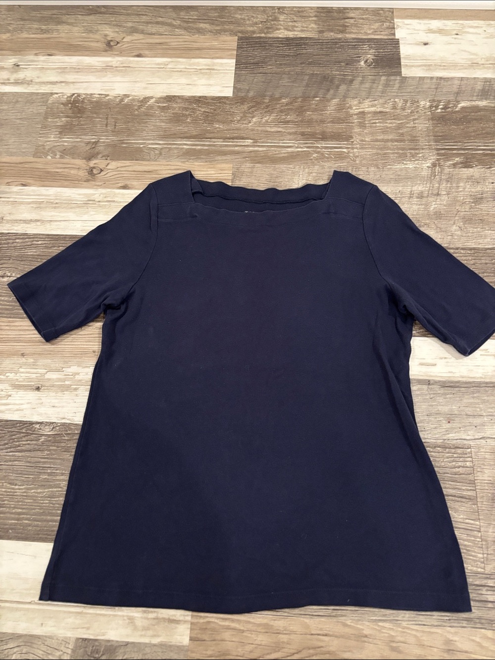 Talbots Navy Square-Neck Short Sleeve Tee